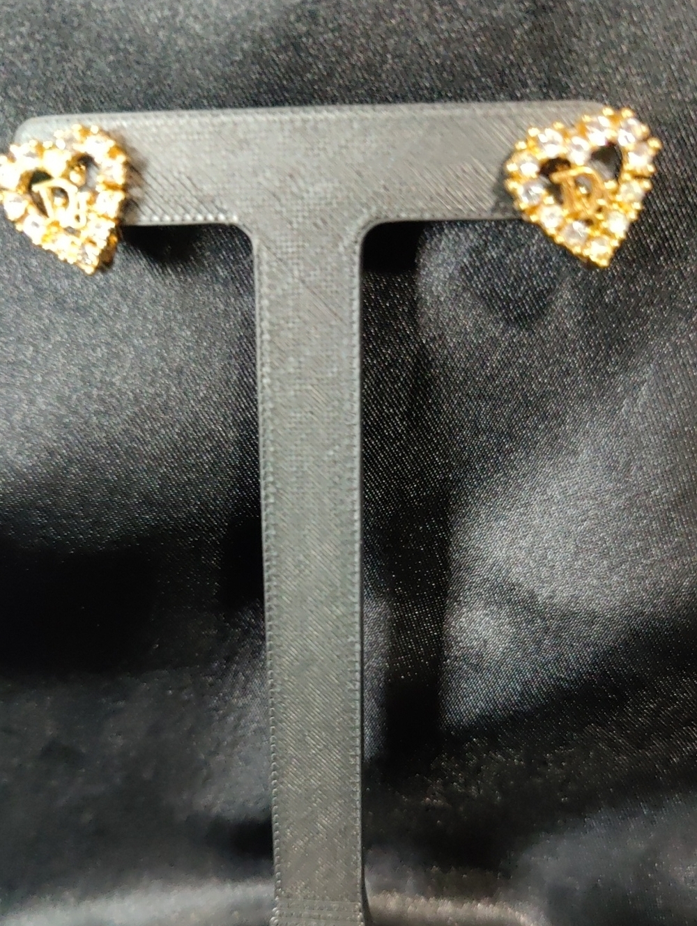 Christian Dior Gold Heart Crystal Clip-On Earrings w/ COA – Vintage HTF Rare